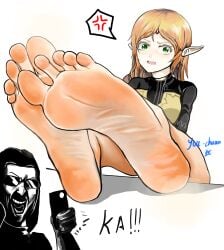 1boy 1girl feet_together feet_up foot_fetish isekai_ojisan phone shibazaki_yousuke smelly smelly_feet smiling soles soles_fetish steam steamy_feet sui_(isekai_ojisan) toes wrinkled_feet you_chuan