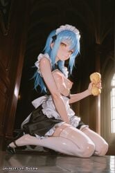 ai_generated bebora hi_res high_quality high_resolution highres legwear maid maid_headdress maid_outfit maid_uniform nipples rimuru_tempest stockings that_time_i_got_reincarnated_as_a_slime uncensored