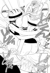big_ass big_breasts big_penis black_and_white blush bottom_heavy breasts cum cum_drip cum_in_pussy cum_inside dialogue doujinshi fat_ass female grabbing kenix male moan moaning monkey_d_luffy nami_(one_piece) one_piece pre-timeskip sex short_hair text text_bubble vaginal_penetration