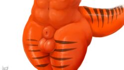 abs animal_genitalia anthro balls barely_visible_genitalia barely_visible_penis black_markings crotch_shot detached_sheath dragon fully_sheathed genitals male markings navel penis penis_tip red_body red_skin sheath solo striped_markings striped_tail stripes tail_markings thick_sheath thick_tail thick_thighs vorry vorry_(character) wrinkles