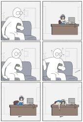 anon bulge bulge_through_clothing comic comic_page doctorloops dropping_object mona_(doctorloops) nurse nurse_cap suprised veronica_and_mona