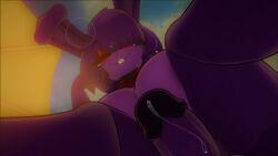 anthro bodily_fluids bonnie_(fnaf) five_nights_at_freddy's futanari genital_fluids gynomorph intersex looking_at_viewer looking_down precum scottgames smile smiling_at_viewer solo