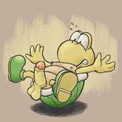 1boy anthro balls boner erection furry furry_male furry_only genitals green_shell green_shoes greengiant7186 koopa koopa_troopa looking_at_penis lying_on_back male male_only mario_(series) nintendo penis reptile scalie shell shoes simple_background solo solo_focus solo_male super_mario_bros. testicles turtle vein yellow_body