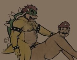 2boys anal anal_sex anthro anthro_on_human artist_request bent_over black_hair body_hair bowser chest_hair claws collar doggy_style duo facial_hair furry furry_male gay gay_sex greengiant7186 hat horns human human_on_anthro interspecies koopa light-skinned_male light_skin looking_at_another looking_back male male/male male_nipples mammal mario_(series) mature mature_male moustache nintendo nipples nude nude_male open_mouth penis penis_in_anus red_hair red_hat reptile scalie sex shell simple_background spiked_shell spikes super_mario_bros. tail tongue tongue_out yaoi yellow_body_hair