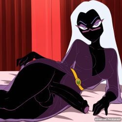 1futa ai_generated balls big_balls big_penis birchjuice black_skin breasts duck_dodgers foreskin futa_only futanari huge_balls huge_cock huge_cock intersex looking_at_viewer lying nipples on_side patreon penis queen_tyr'ahnee robe seductive see-through solo testicles thick_thighs uncircumcised white_hair