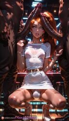 ai_generated bigger_male blacked bulge bulge_through_clothing club dark-skinned_male dark-skinned_penis dark_skin erect_penis erection female flaccid flaccid_penis futanari ginger ginger_female ginger_hair green_eyes high_heels intersex kim_possible makeup male male_on_futa manofmidas nipple_outline penis penis_on_face ponytail short_dress squatting threesome tight_clothing tight_dress white_dress white_panties