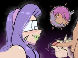 digimon dittochad female foreskin handjob kazemon lipstick miss_reyna oc penis precum purple_hair trans_woman
