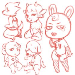 2016 :< animal_crossing anthro armwear ass balls big_butt biped blush bottomless bovine breasts canine cattle cheek_tuft chemise clothed clothing collar curled_tail dominatrix elbow_gloves erection eyelashes eyeshadow featureless_feet female front_view frown full-length_portrait fur gloves group hair hair_over_eyes half-closed_eyes head_tuft hindpaw holding_object holding_whip horn lagomorph legwear lingerie lipstick long_tail looking_away looking_back makeup male mammal marshal_(animal_crossing) masturbation medium_breasts monochrome mostly_nude motion_blur multiple_images naked_collar naomi_(animal_crossing) nintendo nipple_tassels nipples nude panties panting pasties paws penile_masturbation penis portrait rabbit rear_view red_and_white riding_crop rodent sabely shaking_legs sheepdog shep_(animal_crossing) short short_hair simple_background sitting sketch sketch_page smile snout squirrel standing sweat tassels thigh_highs tiffany_(animal_crossing) tuft underwear video_games whip white_background whitney_(animal_crossing) wide_hips wolf