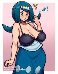 ai_assisted ai_generated big_breasts blue_hair digital_drawing_(artwork) exposed_breasts huge_breasts lana's_mother_(pokemon) milf pokemon underboob underwear viracochaart