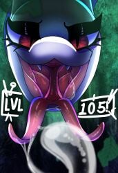 absurd_res bodily_fluids comic digital_media_(artwork) drooling english_text fangs forked_tongue gameplay_mechanics generation_5_pokemon hi_res level_difference level_number levi_(halfpricesouls) looking_at_viewer male mouth_shot nintendo open_mouth pokemon pokemon_(species) red_eyes reptile saliva saliva_string scalie serpentine serperior simple_background smile snake solo teeth text tongue tongue_out zoroark