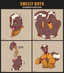 anthro anus balls clothed clothing dangling extreme_size_difference feet foot_focus foreskin genitals hanging_by_arms hi_res hindpaw holding_another holding_micro imminent_vore kerchief kerchief_only looking_at_viewer male male/male mammal mephitid micro mostly_nude mouth_shot multiple_images murid murine neckerchief neckerchief_only neckwear nude obrien_(artist) open_mouth partially_clothed pawpads paws penis rat rodent size_difference skunk soles solo sticker sticker_pack tail tongue tongue_out vore