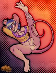 anthro axelspike blush blushing_at_viewer buckteeth clothing crop_top eyewear femboy foreskin genitals glasses male mammal mouse murid murine navel navel_piercing notched_ear penis piercing presenting presenting_penis raised_leg rat rodent shirt smile smiling_at_viewer solo spread_legs spreading teeth topwear uncircumcised wearing_glasses