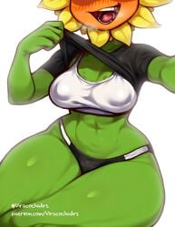 ai_assisted ai_generated big_breasts bra digital_drawing_(artwork) exibitionis plant_girl plants_vs_zombies plants_vs_zombies:_heroes pvz selfie sports_bra sunflower sunflower_(pvz) underwear viracochaart wide_hips