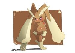 anthro ass bent_over big_breasts big_ears blush breasts cervikalova female female_only hi_res lagomorph looking_back lopunny pokemon pokemon_(species) solo thick_thighs