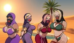 ai_generated ball_gag bondage hijab hyuuga_hinata ino_yamanaka naruto sakura_haruno tsunade
