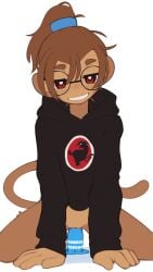 bloons_tower_defense dildo dildo_in_pussy glasses grin hoodie looking_at_viewer monkey patch_(bloons) riding_dildo tail yoako
