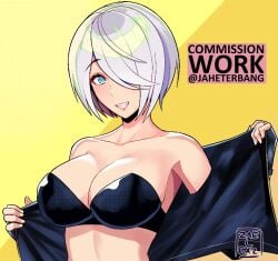 1girls angel_(kof) bare_shoulders big_breasts bimbo black_bra blue_eyes blush bob_cut bra busty cleavage eyelashes eyeshadow female female_focus female_only hair_over_one_eye hi_res high_resolution highres jacket jaheterbang king_of_fighters kof large_breasts leather_jacket lips lipstick makeup medium_hair perky_breasts pink_lips pink_lipstick pinup pose posing shoulder_length_hair silver_hair skimpy skimpy_clothes smile smiling smiling_at_viewer snk solo solo_female solo_focus standing teeth teeth_showing the_king_of_fighters underwear very_high_resolution voluptuous voluptuous_female white_hair