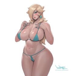 1girls big_breasts bimbo blonde_hair blue_eyes breasts bursting_breasts cleavage female female_only large_breasts mario_(series) nintendo pinkdrawz princess_rosalina solo super_mario_galaxy