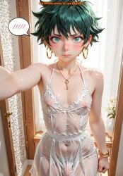 1boy ai_generated bulge dress femboy izuku_midoriya male meybekity otoko_no_ko penis trap yaoi