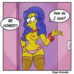breasts female hair_down marge_simpson pink_panties rage_grenade the_simpsons