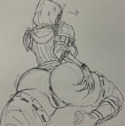 1girls back_view fat_ass female for_honor giant_ass gigantic_ass grabbing_ass heart huge_ass humble_shark large_ass mask masked masked_female peacekeeper pussy_exposed stockings