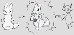 absurd_res anthro areola big_breasts black_areola breasts eyebrows eyelashes female five_pebbles_(rain_world) genitals glistening glistening_body hi_res iloveslutyshortstax nipples open_mouth pussy rain_world shocked slugcat survivor_(rain_world) tail transformation videocult zapped