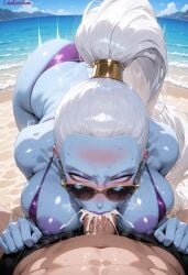 1boy 1boy1girl 1girls absurd_res ai_generated beach big_breasts bikini blowjob blowjob_face blue_skin blush blush blush_lines breasts cum cum_drip cum_dripping cum_dripping_down_chin cum_in_mouth cum_inside cumdrip cumshot curvy curvy_figure deep_blowjob deep_penetration deep_skin deep_throat deepthroat dragon_ball dragon_ball_super female female flustered high_resolution highres large_breasts lewdcreationsai light-skinned_female light_skin nipples outdoors pov puffy_nipples sexually_suggestive stable_diffusion steam steaming_body steamy_breath sweat sweatdrop sweating sweaty sweaty_body sweaty_breasts tagme thick thick_legs thick_thighs thighs vados