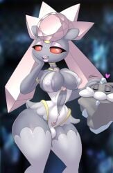 ambiguous_form ambiguous_gender anthro areola areola_slip big_pecs blue_body blurred_background breasts bulge busty_boy carbink cleavage closed_eyes clothing crystal diancie duo edit elemental_creature elemental_humanoid erect_nipples eyelashes eyeshadow femboy_with_breasts futanari generation_6_pokemon girly golem grey_body half-closed_eyes hand_on_face hand_on_head heart hi_res humanoid intersex legendary_pokemon legwear lips makeup male male_(lore) male_with_breasts mineral_fauna mineral_humanoid motion_lines narrowed_eyes navel nintendo nipple_outline nipples open_mouth pink_areola pink_eyes pink_eyeshadow pink_lips pink_nipples pokemon pokemon_(species) prick_ears pseudo_clothing pseudo_hair red_sclera rock_creature rock_humanoid stone_body stone_skin thigh_highs translucent translucent_clothing venela wide_hips