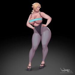 1girls big_breasts bimbo blonde_female blonde_hair blue_eyes bodysuit breasts clothed curvaceous curvy curvy_body curvy_female curvy_figure curvy_hips feet female female_focus female_only foot_fetish hands_on_hips large_breasts long_hair mario_(series) nail_polish one_eye_covered pinkdrawz pinup platform_footwear princess_rosalina race_swap sandals simple_background small_waist solo solo_female solo_focus super_mario_galaxy tan_body thick_thighs toes wide_hips