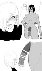 1boy 1futa 1futas demon english english_text femboy futa_with_male futanari futanari gelatomusume horns horsecock horsecock_on_humanoid medial_ring succubus text wings
