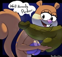 2024 anthro blush bodily_fluids breasts davidsanchan disembodied_penis duo eastern_grey_squirrel english_text erection female genital_fluids genitals grey_squirrel hi_res male male/female mammal nickelodeon open_mouth penis precum rodent sandy_cheeks sciurid smile solo_focus speech_bubble spongebob_squarepants squirrel steam tail text tree_squirrel