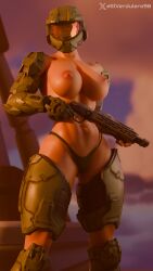 abs athletic_female breasts female fit_female fortnite gun halo_(game) thong