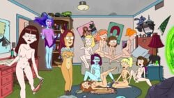 11girls 6+girls accurate_art_style alien annie_(rick_and_morty) arthricia bed beth_smith blonde_hair blue_hair blue_skin breasts brown_fur brown_hair clothing dildo duchess_(artist) feline female female_only fingering fur hair hi_res highres human human_focus innie_pussy jessica_(rick_and_morty) long_hair mammal medium_hair morticia_smith multiple_girls navel nipples nude on_bed orange_hair panties pedit plumbus ponytail poster pubes purple_skin pussy pussy_juice rick_and_morty rule_63 sex_toy short_hair sleepover smile stacy_(rick_and_morty) summer_smith supernova_(rick_and_morty) tammy_gueterman tricia_lange underboob underwear undressing unity_(rick_and_morty)