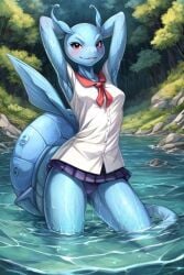 ai_generated pokemon school_uniform skirt wartortle