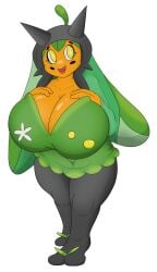 absurd_res big_breasts breasts cleavage clothed clothing curvy_figure cyberkaku female generation_9_pokemon hand_on_breast hi_res horn huge_breasts humanoid hyper hyper_breasts legendary_pokemon nintendo ogerpon pokemon pokemon_(species) short_stack solo star_pupils thick_thighs