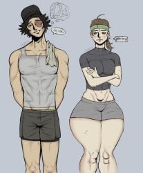 ass bottom_heavy bottomless_male brat brown_eyes brown_hair bulge degdaze dom fan_art fantasizing fantasy gay green_headband height_difference identity_v idv large_ass large_butt large_thighs mercenary_(character) muscular_male naib_subedar niche nortnaib norton_campbell perverted round_ass round_butt size_difference submissive_femboy submissive_male sweaty_body sweaty_butt teasing thick_ass thick_hips thick_legs thick_thighs thighs thought_bubble visible_nipples yaoi