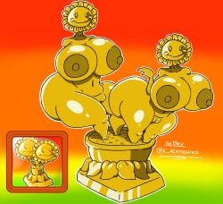 1girls alex_nsfw anthro anthrofied ass breasts breasts female flora_fauna gijinka object plant plant_girl plant_humanoid plantie plants_vs._zombies plants_vs_zombies popcap_games pussy statue sunflower_(pvz) x_alexnsfw2
