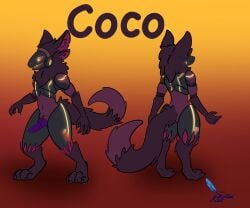 1boy 4_ears canid canine canine_genitalia canine_penis cybernetics cyborg glowing_eyes male male_only model_sheet protogen reference_sheet simple_background zataekink