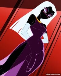 1futa ai_generated arms_behind_back balls big_penis birchjuice black_skin covered_penis duck_dodgers elbow_gloves flaccid futa_only futanari intersex looking_at_viewer patreon penis posing queen_tyr'ahnee see-through solo testicles thick_thighs white_hair