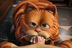 20th_century_fox ai_generated anthro close_view cum cum_in_mouth cum_inside cumshot davis_entertainment garfield:_the_movie garfield_(series) garfield_the_cat green_eyes kitchen male male_only meal mouth_full_of_cock mouth_full_of_cum oral paws,_inc. penis punishment sitting spread_legs sucking sucking_penis vomiting_cum whiskers