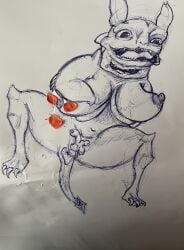 ambiguous_gender anthro asshole chubby creepy dragon fat female futanari hyper_breasts intersex massive_breasts micropenis paper penis small_penis tagme tail_sex uncanny_valley unusual_anatomy weird