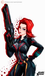 big_breasts big_butt black_widow_(marvel) jumpsuit marvel natasha_romanoff red_hair sniper spy