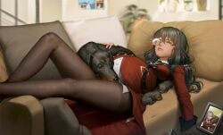 1boy 1girls alternate_version alternate_version_available animal bestiality bestiality_marriage bteele canid canine canis domestic_dog family family_photo female feral girls'_frontline helianthus_(girls'_frontline) highres human husband husband_and_wife implied_zoophilia interspecies interspecies_pregnancy male married married_couple married_female married_to_feral married_woman non-web_source pregnant pregnant_female sleeping wife wife_and_husband zoophilia zoophilia_pregnancy