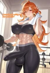 1futa after_exercise after_workout ai_generated balls_under_clothes big_balls big_breasts big_penis big_thighs buff dialogue dominant erection erection_under_clothes erection_under_clothing exercise fit futa_only futadom futanari genshin_impact gym gym_bra gym_clothing gym_pants hoyoverse jogging_pants maos mavuika_(genshin_impact) mihoyo muscular muscular_futanari penis_under_clothes post_workout six_pack smile sports_bra sweat sweaty sweaty_body tall_futa thick_thighs tight_clothing towel veiny_penis workout