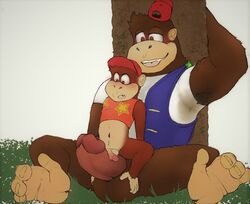 ball_fondling balls boner chunky_kong diddy_kong donkey_kong_(series) duo erection fondling gay humanoid_penis male male_only mammal monkey nintendo penis primate scruffyboy1 size_difference video_games yaoi