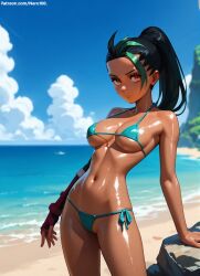 1girls 2d ai_generated areolae armpit bare_arms big_breasts bikini bikini_bottom bikini_top black_hair brown-skinned_female brown_skin chest curvy curvy_figure cute cute_face dark-skinned_female dark_skin detailed eyelashes eyeshadow female female_only fit fit_female focus hair high_quality large_breasts legs light-skinned_female light_skin lips lipstick looking_at_viewer makeup mascara nemona_(pokemon) nero100 nintendo orange_eyes outdoors outside pale-skinned_female pale_skin perky_breasts pokemon pokemon_sv ponytail posing round_breasts seductive seductive_look stable_diffusion swimsuit swimwear tagme teen teenage_girl teenage_tits thighs thin_waist