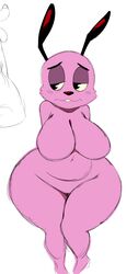 2016 anthro beagle belly big_ass big_breasts biped blush breasts canine cartoon_network courage courage_the_cowardly_dog embarrassed featureless_breasts featureless_crotch female front_view fur furry furry_only half-closed_eyes highres hips huge_breasts huge_hips legs_together mammal navel nude pink_fur rule_63 simple_background slightly_chubby solo sssonic2 standing thick_thighs thighs voluptuous white_background wide_hips