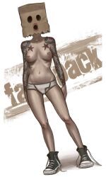 2007 bag_over_head daniela_uhlig good_artwork original panties tattooed_arm untied_shoes