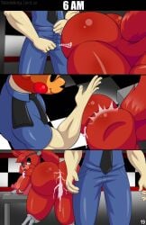 animatronic ass ass_bigger_than_head ass_focus back_view comic cum cum_in_pussy dat_ass five_nights_at_freddy's foxy_(fnaf) freddy_mask_(fnaf) human leaning_forward rule_63 slapping_ass straight thegeckodemon withered_foxy
