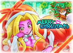 >_< 1girls ambiguous_gender arm_support artist_request ass avian bag beak big_ass big_breasts blonde_hair breasts christmas christmas_tree cleavage closed_eyes delibird dress gloves green_eyes jynx large_ass large_breasts lipstick long_hair nintendo on_side poke_ball pokemon pokemon_(species) pokemon_gsc pokemon_rgby purple_skin red_lipstick santa_claus_(cosplay) santa_costume santa_hat smile text wide_hips